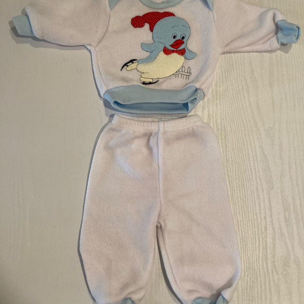 Baby Blue & White Ice Skating Penguin Outfit